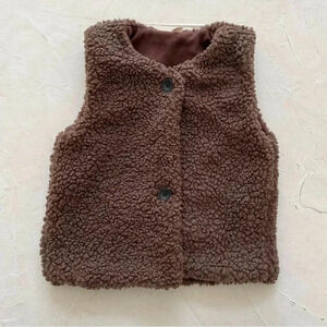 Vest Sherpa Sweater Lamb Fleece Brown Sheep Lighweight Vintage Unisex Kids